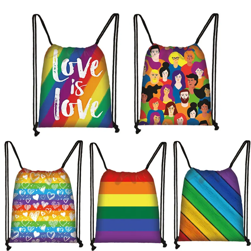 Drawstring-Bag Backpack Unicorn Lesbian Rainbow Women Lgbt Man And Gift Dab Gay Is Love