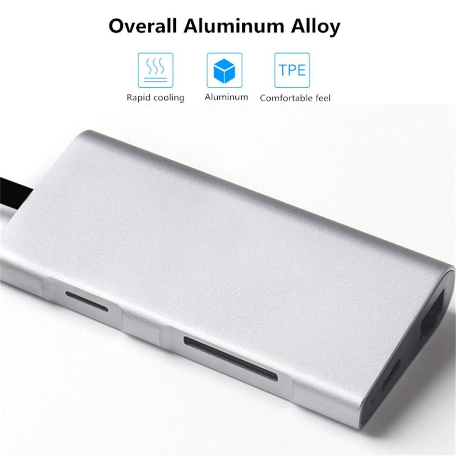 Multi-function 8-in-1 USB C Docking Station USB Hub to HDMI/SD/TF/USB 3.0/PD RJ45 1000Mbps Port for MacBook Pro Chromebook Pixel