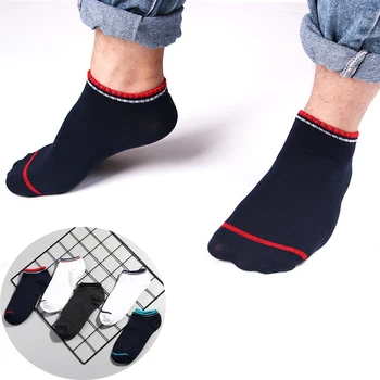 

Casual Men's Cotton Sports Socks Anti-slip Invisible Cotton Stripes Breathable Boat Socks Funny Short Ankle Socks