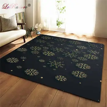 

LeRadore 2018 Christmas Style Living Room Carpet Mat Snow Print Anti-slip Soft Mat for Bedroom Polyester Shaggy Area Floor Mat