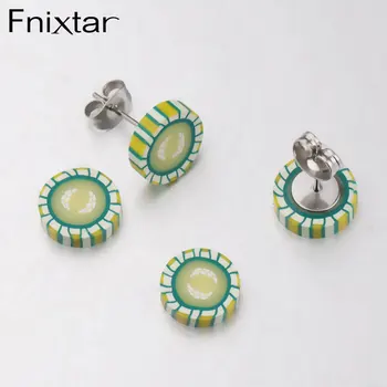 

Fnixtar 50Pairs/Lot Cute Fruits Earrings Stainless Steel Soft Clay Earrings 2020 Fashion Statement Earrings For Womens Jewelry