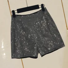 DEAT, летняя Корейская тяжелая промышленность, горячая Распродажа, бриллианты, высокая талия, женские модные черные короткие брюки, шорты MG207