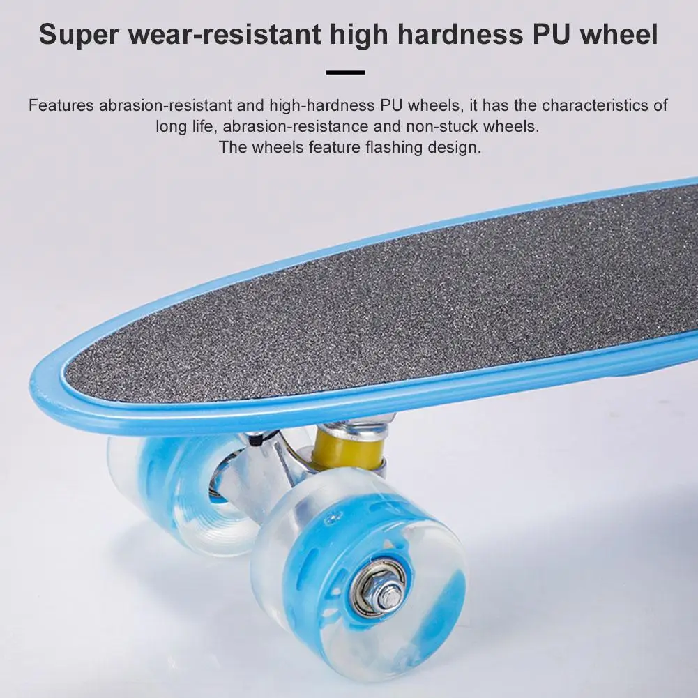 22in Skateboard Cruiser Board Kids Portable Skateboard with LED Light up Wheels Perfect for Adult Teenagers Outdoor Entertain