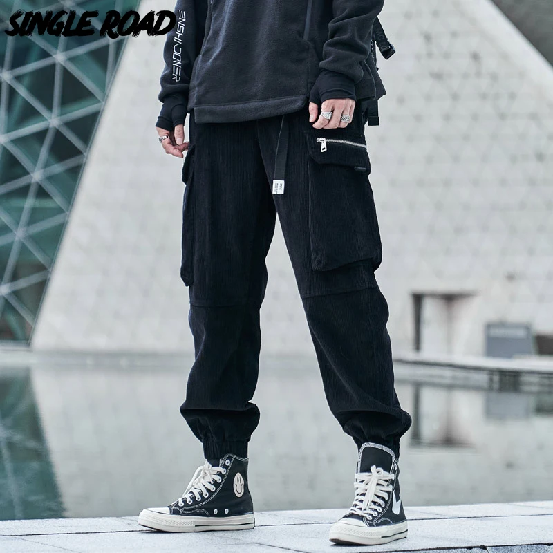 Однодорожные мужские брюки-карго Techwear мужская мода 2021 вельветовые бегуны в стиле
