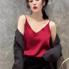 Korean Silk Top Women Satin Tank Top Woman V-neck Solid Tops Tees Plus Size Woman Sleeveless White Top Summer Sexy Black Tees