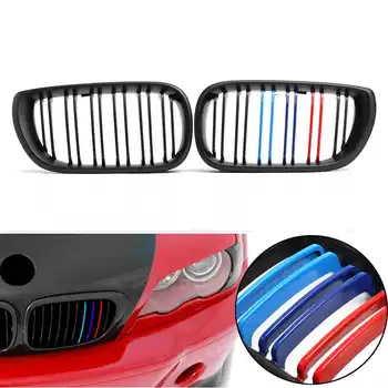 

Pair Front Kidney Grille Double Slat ABS M-Style Matte Gloss Black Car Racing Grills For BMW E46 4 Door 2002-2004 Car styling