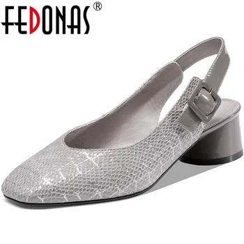 

FEDONAS Classic Design Back Strap Women Summer Shoes Genuine Leather High Heels Pumps Party Working Shoes Woman Heels Size 34