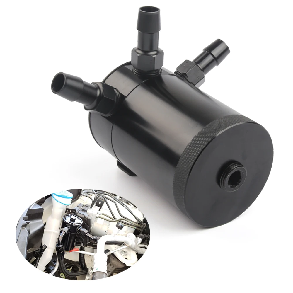 

Universal Racing Baffled 3 port Oil Catch Can Tank Air Oil Separator with removable valve 3-hole oil kettle
