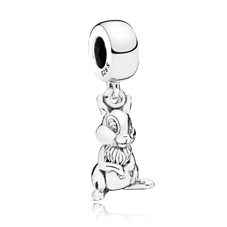 

925 Sterling Silver Pendant Bead fit Lady Bracelet Bangle Rabbit Bunny Aniaml Dangle Thumper Hanging Charm