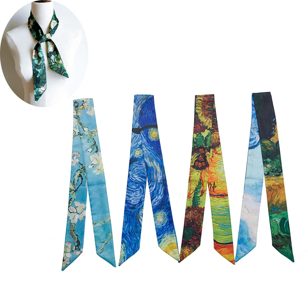 

Art 100cm Brand Horse Print Bag Strap Scarf 2020 Womens Silk Scarf Fashion Head Scarf Headwear Scarves Bag Accessories Ribbon