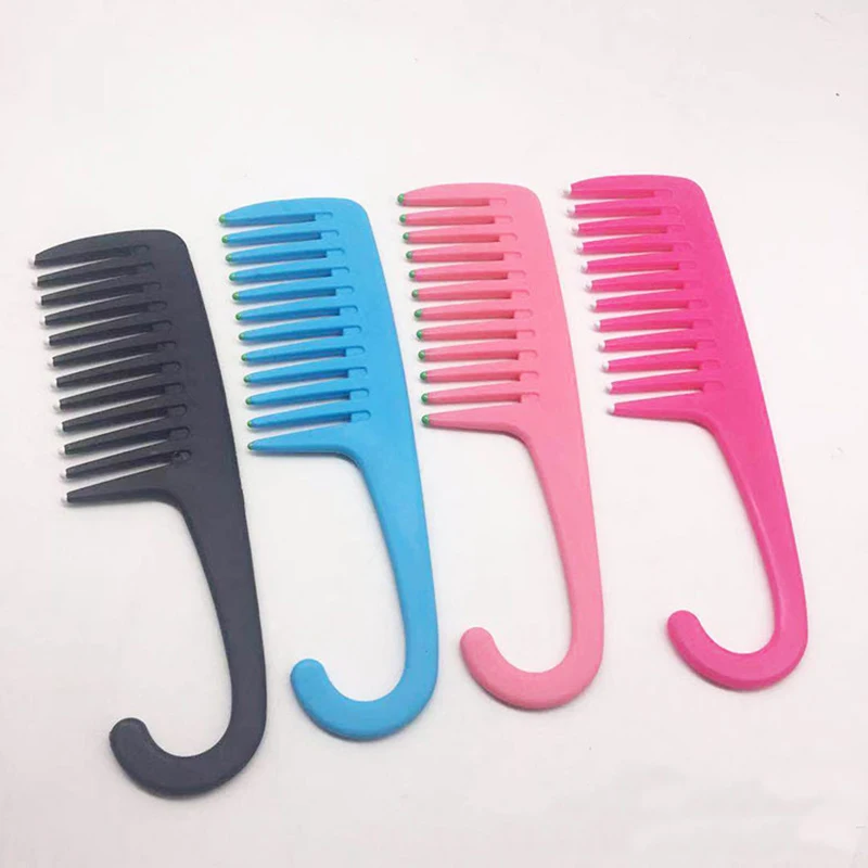 1Pcs Large Wide Tooth Combs Of Hook Handle Anti-static Detangling Hairbrush Comb Pro Hairdressing Salon Dyeing Hair Styling Tool | Красота и