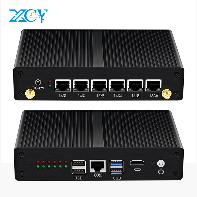  Sin ventilador Mini Pc Intel Celeron 6lan Mini Pc Linux ganar 10 delgada cliente LAN USB calcular O