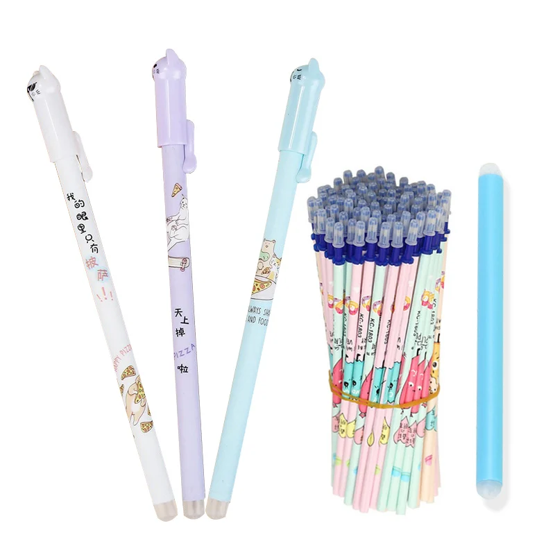 10+2Pcs/Set Office Gel Pen 0.5mm Erasable Refill Rod Washable Handle Blue Black Ink School Writing Supply Tools |