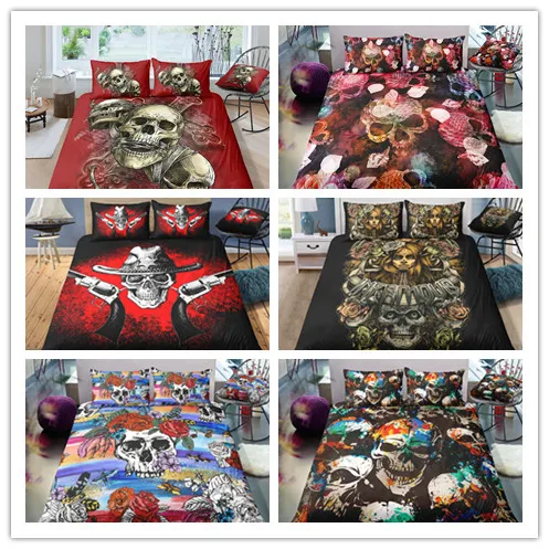 3D Skull Bedding Sets And Pillowcase New Hot Sale Duvet Cover Queen Size High Quality 2/3 pcs