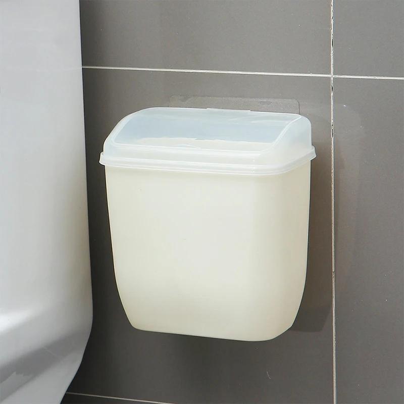 Storage Box Waste Can Wall Mount Bins With Cover Creative Wall Magic Sticker Bathroom Kitchen Toilet Waste Bins Plastic Box