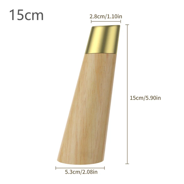 1Pcs 10-20cm Straight feet Solid Wood Furniture Legs,With Pure Copper Protective, For Cupboard Sofa legsTable Fittings Oak Feet oblique 15cm