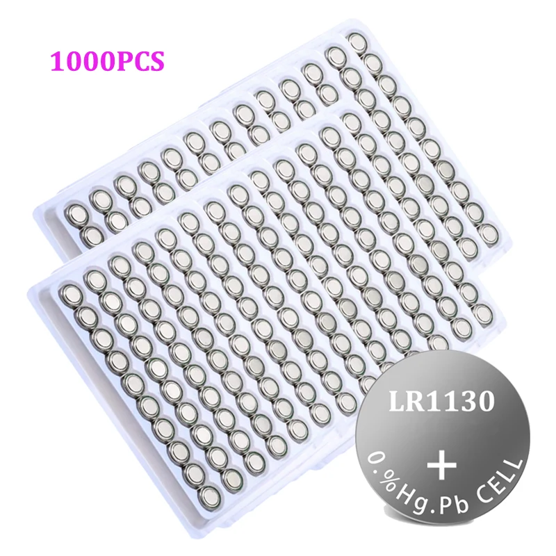 

1000PCS LR1130 LR 1130 1.5V Button Cell Coin 189 AG10 V10GA L1131 SR1130W SR1130 389 LR54 SR54 Watch Alkaline Battery