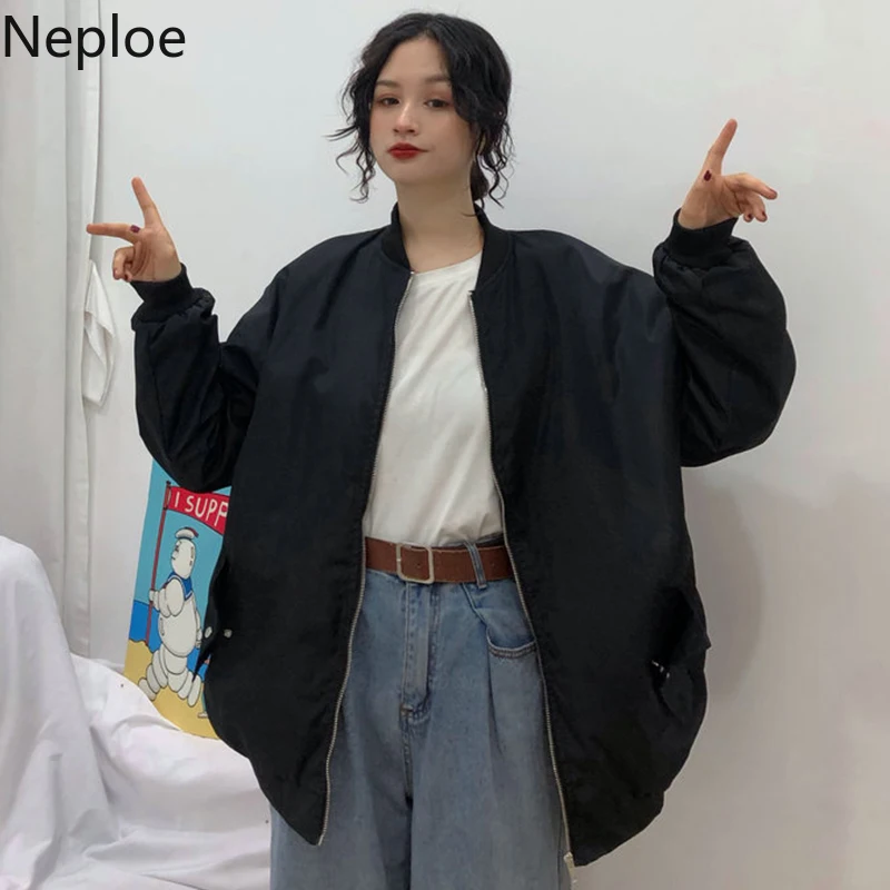 Neploe корейский стиль Harajuku бейсбольная форма Abrigo Mujer свободное студенческое осеннее пальто на молнии однотонная джинсовая куртка 46064