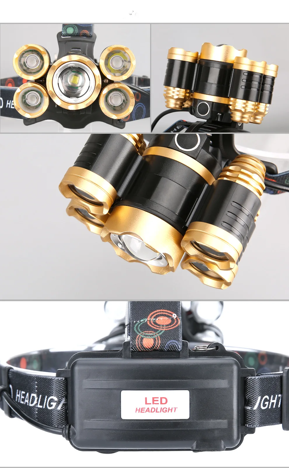 Headlamp Led Headlight LED 4XPE 1T6 Head Lamp Flashlight Torch head light with 18650 battery Best For Camping, fishing