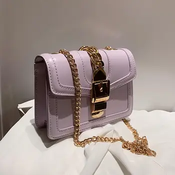 

Solid color Square Crossbody bag 2020 Fashion New Quality PU Leather Women's Designer Handbag Lock Chain Shoulder Messenger Bag