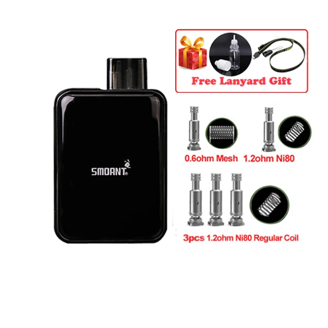 black 1.2 Ni80 Smoant Charon Детский комплект 750 мАч Pod Vape 15 Вт 2 мл картридж 0.6ом сетка/1.2ом Ni80 катушка Vape комплект vs Smoant Pasito набор battlestar - Цвет: black 1.2 Ni80