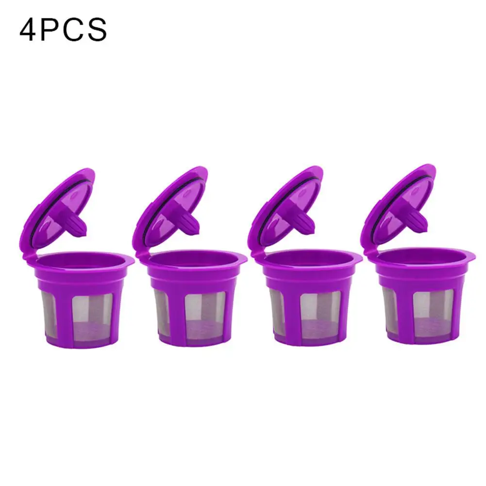 Purple 4pcs Чашка-фильтр для кофе многоразовый повторитель кофе фильтровальная капсула фильтр кофейный элемент универсальные кухонные аксессуары - Цвет: Purple 4pcs