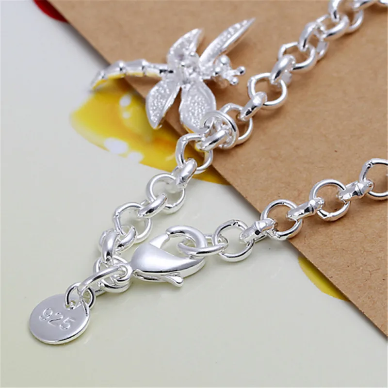 High Quality 925 Sterling Silver Bracelet Dragonfly Pendant Bracelet Woman Party Charm Jewelry Gift - Image 3