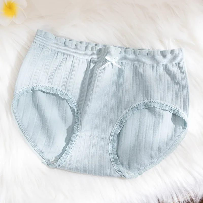 Bow Panties New Seamless Brief Women's Underwear Elastic Comfortable Color Bow Breathable Antibacterial Ruffles Panties Women