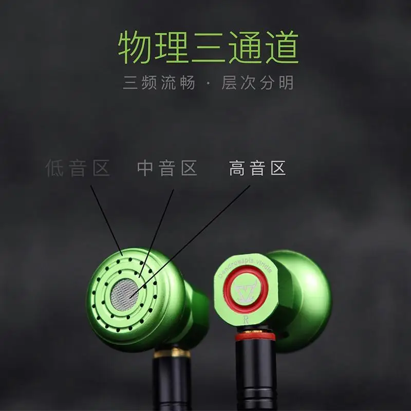 TONEKING Dendroaspis Viridis HIFI Headset Three Diaphragm Dynamic Hifi Music Monitor Audiophile Metal Earphones IEMs MMCX Cable