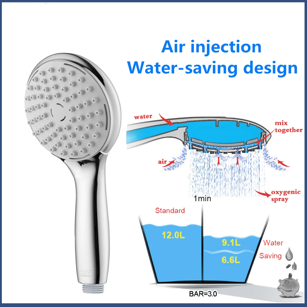 

Single Function Air Intake, Water Saving And Oxygen Containing Hand-held Shower Head Of Xiamen Sanitary Ware Oem