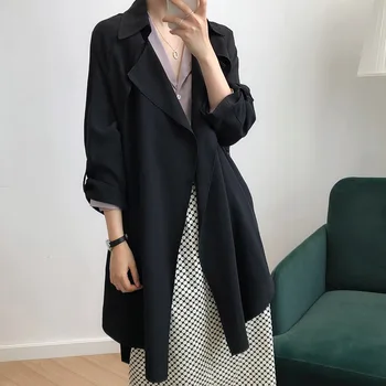 

Spring Trench Coat 2020 New Thin Windbreaker Women's Mid-long Korean Waist Belt Casual Loose Autumn Trench Coat Female