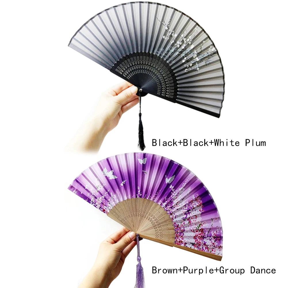 1PC Practical Folding Hand Held Fan Colorful Beautiful Handmade Silk Chinese