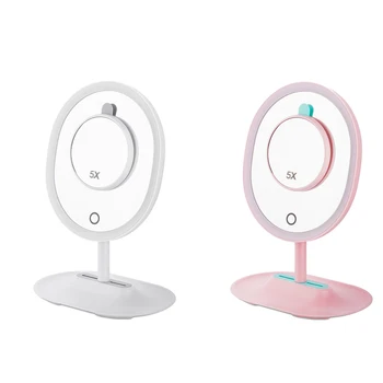

High Quality USB Makeup Mirror LED 5 Times Magnifier Make Up Mirrors Facial Brush Cleansing Base Removable Cosmetic Mirror
