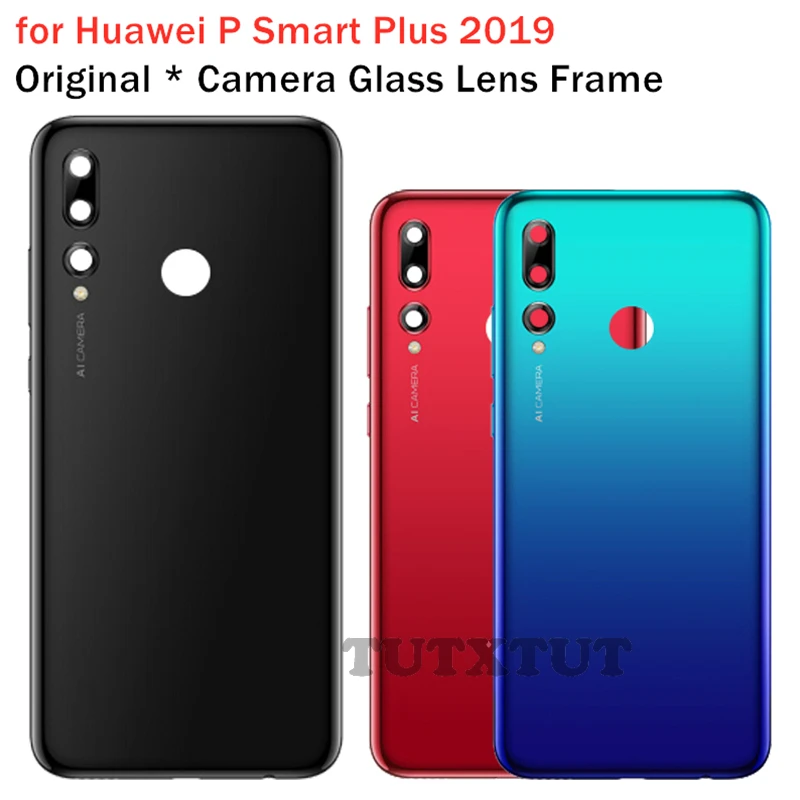 6,2" для huawei P Smart Plus задняя крышка аккумулятора стеклянная задняя крышка корпуса дверная камера стеклянная рамка объектива запасные части