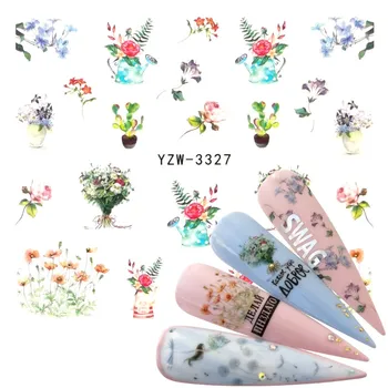 

1 Sheet Fresh Flower Series Water Decal Colorful Blooming Flower Lavender Nail Art Transfer Sticker for Nail Art Decoration