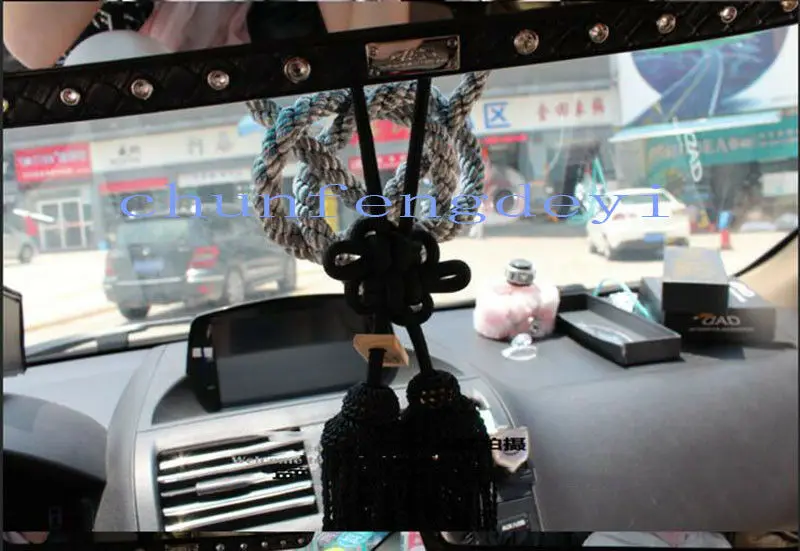 1 шт. верхнее Автомобильное зеркало заднего вида Подвески на удачу серебро K Tsuna веревка ВИП-подарок
