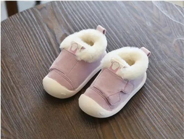 baby infant toddler girl boots Boys winter children's shoes Fashion Little Kids Shoes Warm Kids Cotton Shoes - Цвет: Фиолетовый