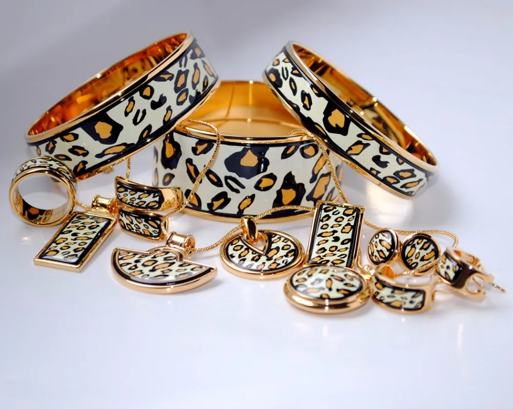 05 Cloisonne браслет кольцо серьги кулон набор 4 шт - Окраска металла: 15mm wide bracelet