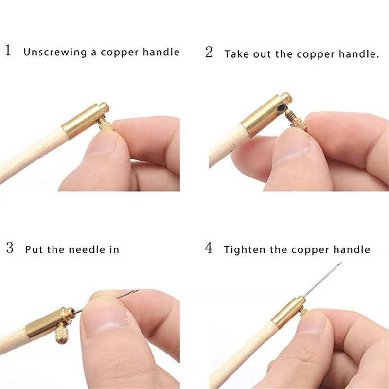 Набор крючков для вязания крючком с деревянной ручкой с 3 иглами, французские инструменты для вышивания бисером, набор для шитья, рукоделие