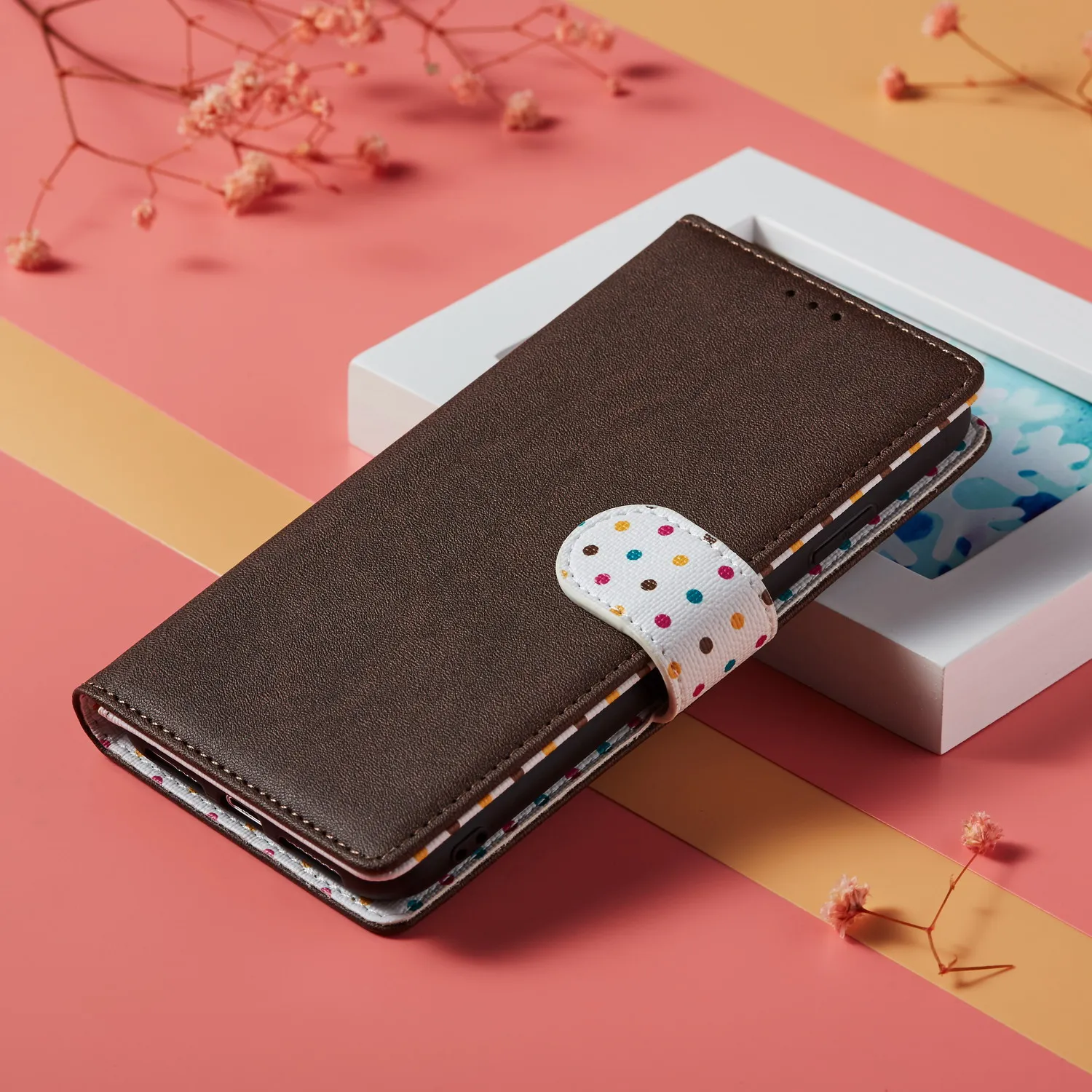 Прекрасный кожаный чехол для samsung Galaxy A30 A20 A40 A50 A70 A20E A60 в горошек флип-чехол-книжка для Galaxy I A 30 50 20 70