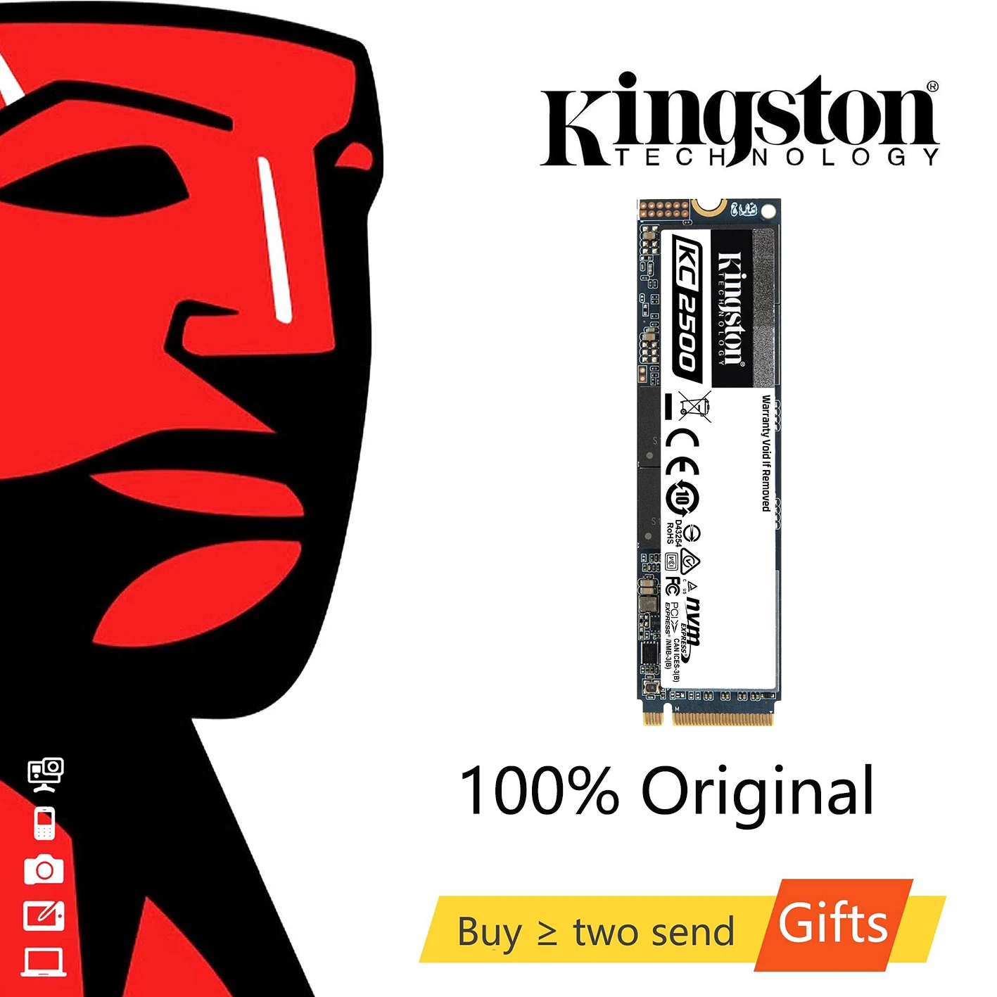Внутренний твердотельный накопитель Kingston KC2500 M.2 SSD 250 ГБ 500 NVMe PCIe 3 0x4 1 ТБ 2 |