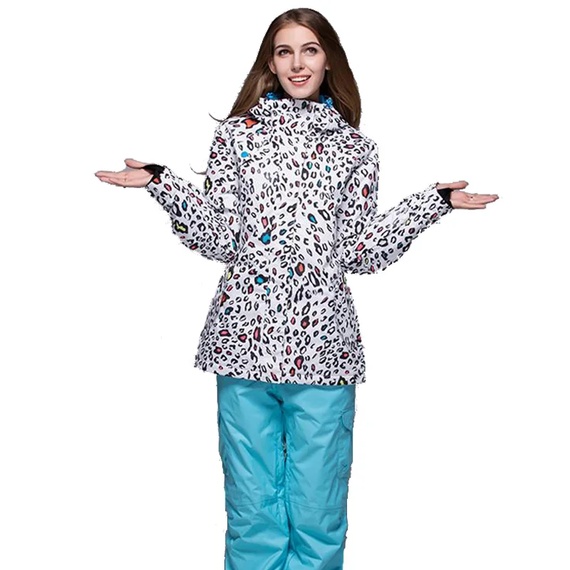 Tuta da neve leopardata bianca alta abbigliamento sportivo all'aperto  abbigliamento da snowboard set giacca da sci impermeabile 10K e pantaloni  per il marchio femminile - AliExpress Sports \u0026 Entertainment