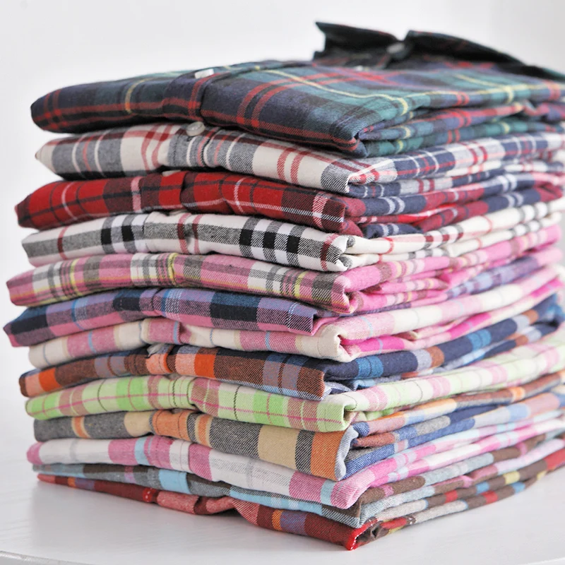 2019 nova moda outono senhoras manga longa casual algodão magro xadrez camisa feminina topos e blusas vestuário outerwear|Рубашки| |