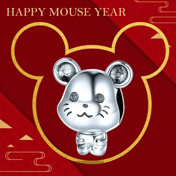 

XiaoJing 925 Sterling Silver Cute mouse Beads Charm Fit Pandora Bracelet Woman Fashion Jewelry for Valentine Gift 2020 Wholesale
