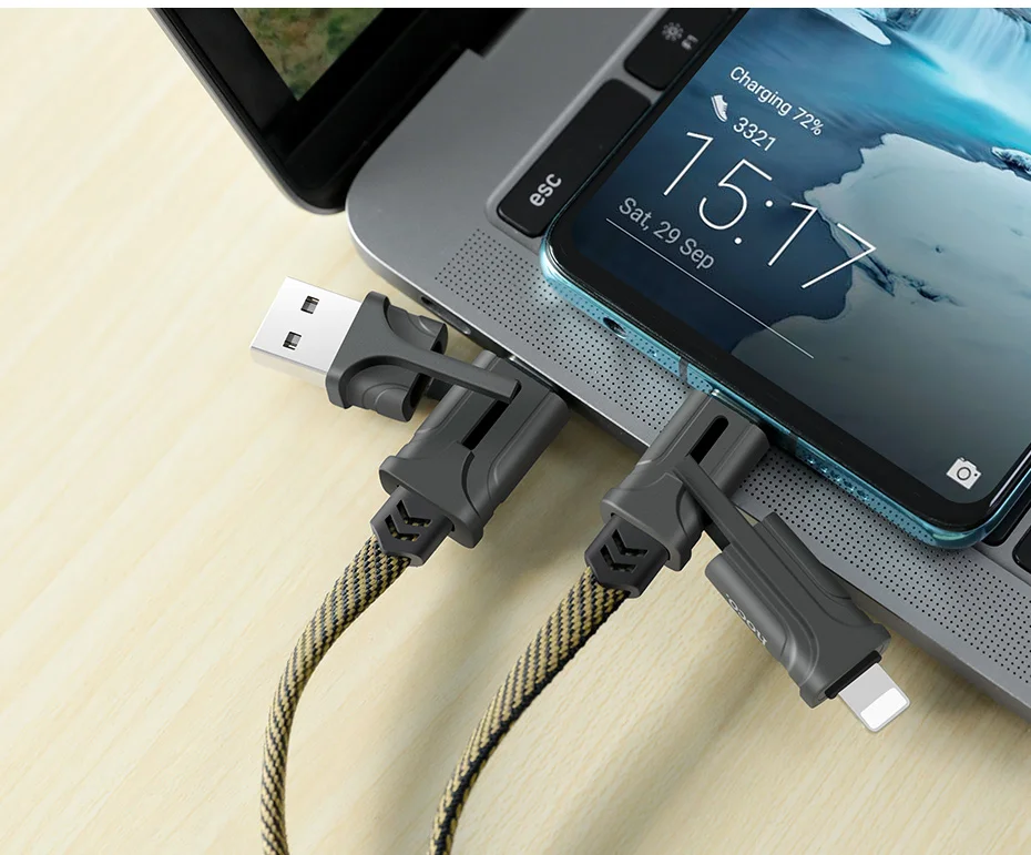 hoco зарядный дата кабель для lightning type-c usb 4в1 цинковые коннекторы 60W провод для айфона айпад самсунг сяоми ксяоми хуавей шнур зарядный зарядка шнурок адаптер переходник тип с юсби юсб тайп си зарядник айфон