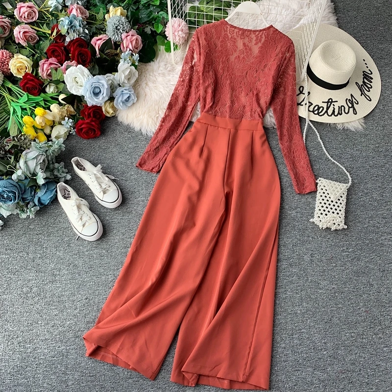 Женский комбинезон черного цвета с цветочным кружевом боди вечерние комбинезоны