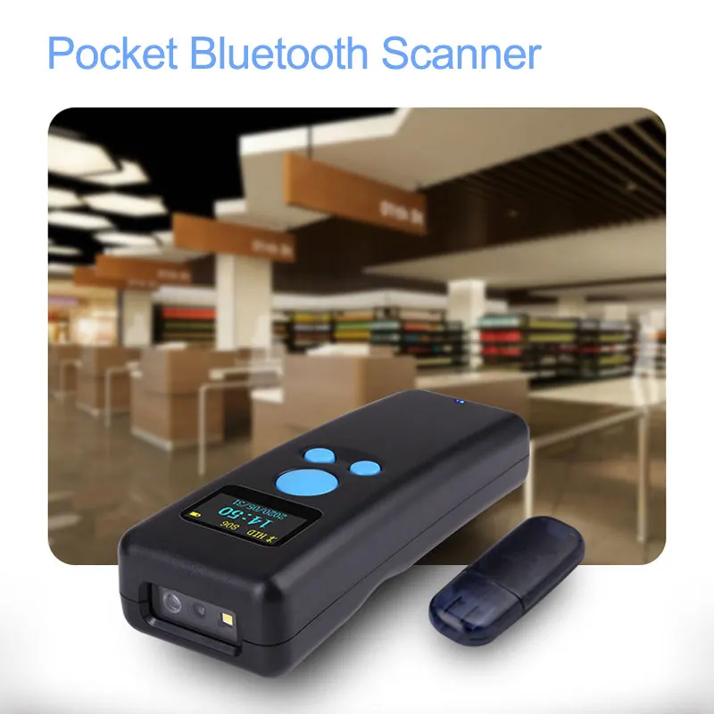 Mini Pocket Barcode Scanner USB Wired Bluetooth 2.4G Wireless 1D 2D QR PDF417 Bar code for iPad iPhone Android Tablets PC computer scanner