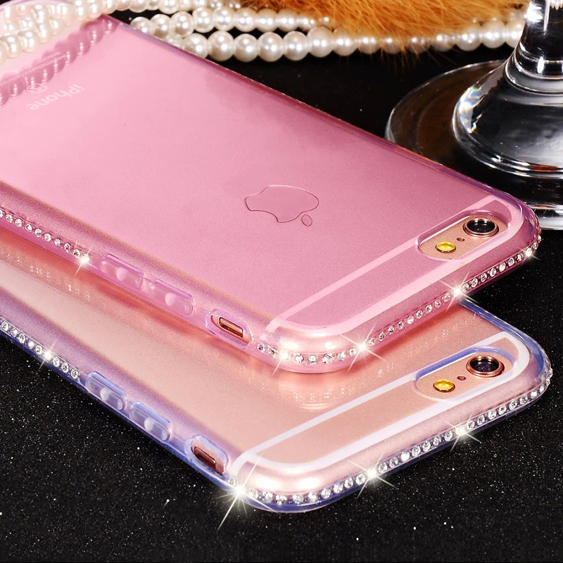 

Soft TPU Cover Case for iPhone Xs Max XR X iX 7 8 Plus Bling Diamond 6 6s Plus 5 5s SE Fashion Cute Silicone 7Plus 8 Transparent