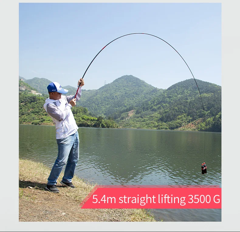 JIADIAONI Fishing Rod Telescopic Fishing Rod High Quality Carbon Fiber Casting Rod Ultra Light For Fishing Rod Red 2.7m-5.4m