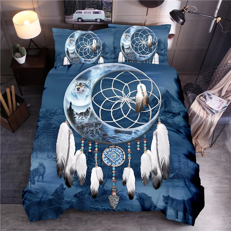Dreamcather, комплекты постельного белья с принтом волка, набор пододеяльников для животных, пододеяльник, постельное белье